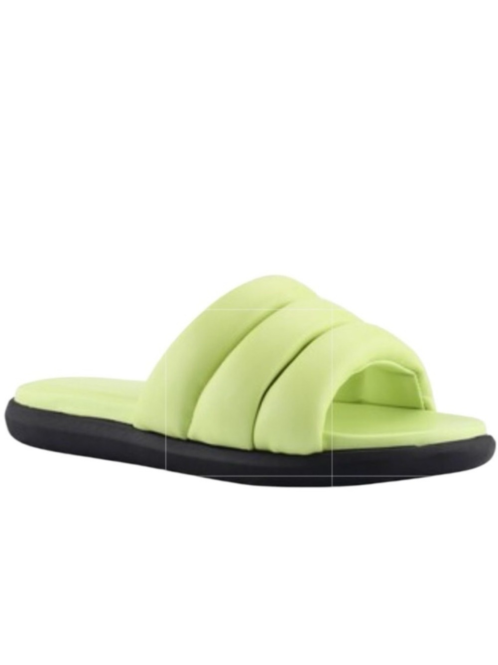 MARC FISHER Sandals NWT Yessy Slides Soft Genuine Leather Citron Green Size 10